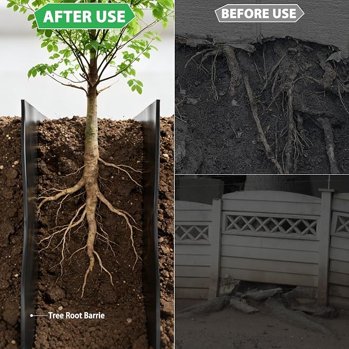 West Bay 35ft x 24in x 60mil Tree Root Barrier, Heavy-Duty Bamboo Root Barrier Weed Blocker for Landscape Tree Ring Edging Garden Borders Driveway and Sidewalk Protection Roads