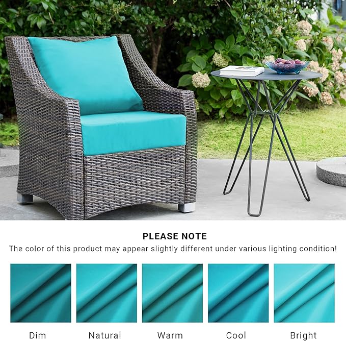 IPYNBAP Outdoor Cushions for Patio Furniture,Outdoor Seat Cushion Set 24 x 24 x 5.75 Inch,Waterproof & Fade Resistant Outdoor Chair Cushions,Deep Patio Chair Cushion with Removable Cover,Teal