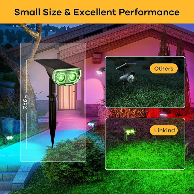 Linkind Solar Lights Outdoor StarRayS, Color Changing Solar Spot Lights, IP65 Waterproof Solar Spotlights for Landscape Garden Pathway Walkway (Multicolor, 6 Pack)