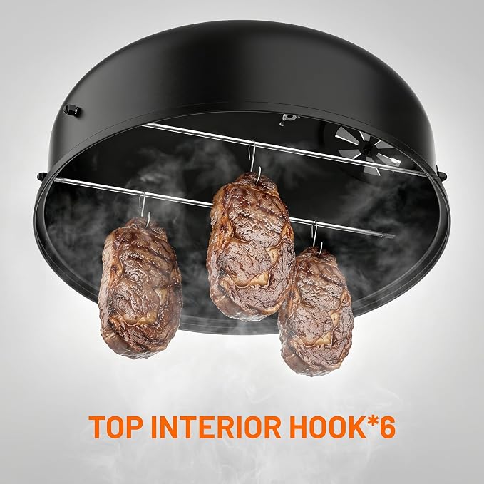 KEYO GRILL 18 Inch Vertical Charcoal Smoker, 3-in-1 Heavy Duty Outdoor BBQ Grill with Thermometer, Portable Camping Barbecue Grill for Garden Patio Beach Backyard