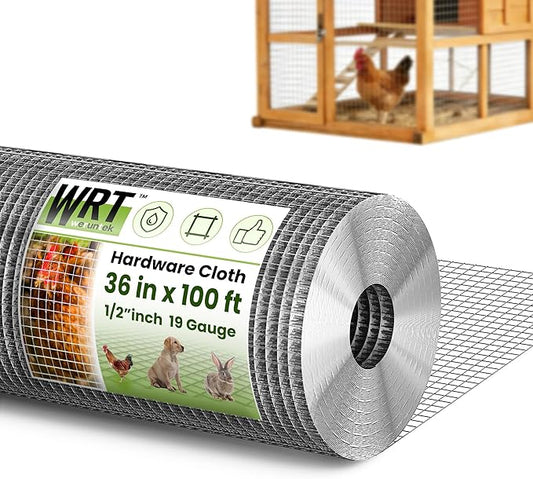 1/2 inch 36inx 100ft Hardware Cloth Chicken Wire Fencing 19G, Hot Dipped Galvanized After Welding, Wire Mesh Roll, Garden Fence, Poultry and Rabbit Barrier, Outdoor Metal Fencing