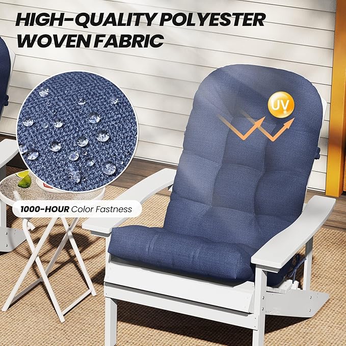 Crestlive Products Adirondack Chair Cushion Outdoor Rocking Chair Cushions Water & Fade Resistant 50x20x4 Inch High Back Patio Chair Cushions Set of 2 Thick Patio Replacement Cushion, Sky Blue