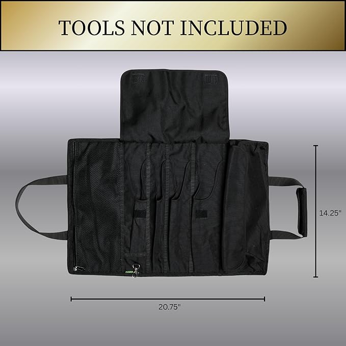 Garden Tool Bag, Roll-Up Garden Tool Holder with Deep Pockets | 900D Polyester Heavy Duty Gardening Tote | Compact Washable Organizer for Tools, Seeds, and Essentials (Tools Not Included)