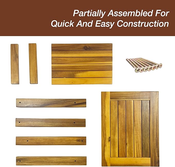 Double Adirondack Table - Weatherproof Outdoor Side Table - Patio End Tables for Outside - Adirondack Side Table - Acacia Wood 2-Tier End Table for Indoor & Outdoor Use