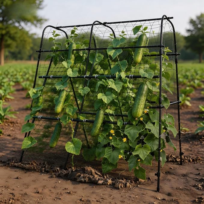 Garden Arch Trellis for Raised Beds, 5.3x5.3FT Plant Support for Cucumbers, Melons, Grapes, Roses & Climbing Vegetables, Outdoor Rust-Resistant Trellis for Vertical Growing, Black