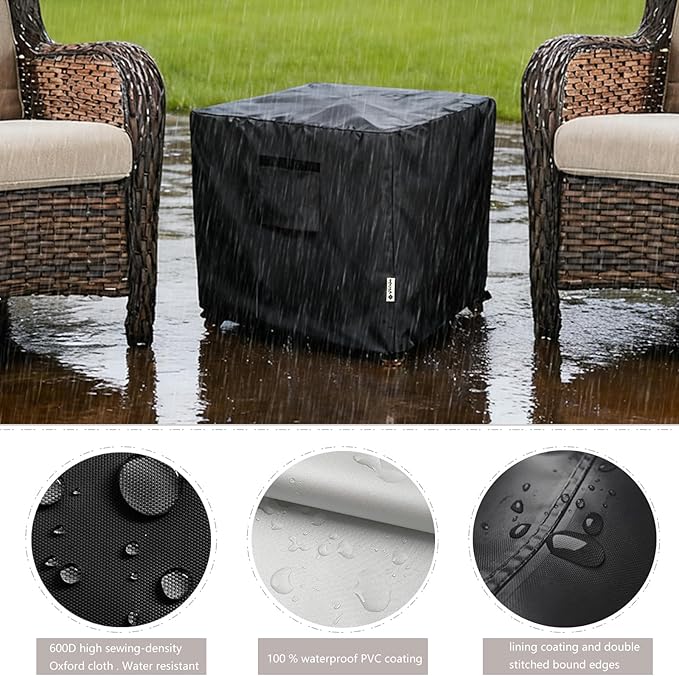 Patio Ottoman Cover,32W x 32D x 18H inch,Waterproof Square Patio Small Side Table Cover,Suitable for 3-Piece Outdoor Wicker Patio Bistro Set Side Table