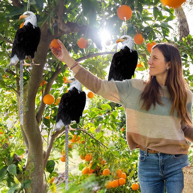 Owl to Keep Birds Away, 5 Pack Bird Scare Hawk Fake Owl, Reflective Hanging Bird Decoration, Bird Control Device to Keep Birds Pigeon Woodpecker Away from Patio Garden