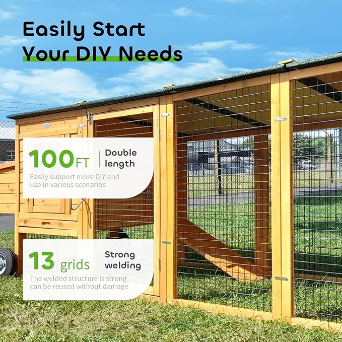 Welded Wire Fencing 36 Inch x 100 Foot, 2 Inch x 3 Inch 16GA Black Hardware Cloth PVC Coated Garden Border Fencing Roll Vinyl Coating Metal Wire Mesh for Yard Vegetable Goat Protection Poultry Netting