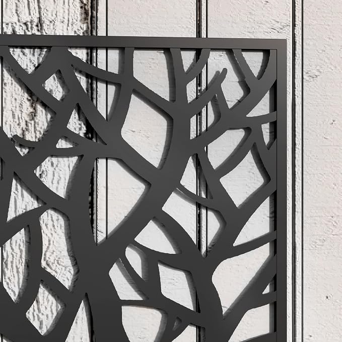 Outsunny Metal Raised Garden Bed with Trellis for Climbing Plants, Freestanding or Wall Mounted Flower Bed with Privacy Panel, Two Big Tree Cut-Outs Outdoor Planter Box for Garden, Patio, Balcony