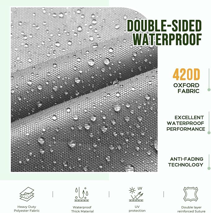 2 Pack Adirondack Chair Cushions, Tick Waterproof & Fade-Resistant Outdoor Rocking Chair Cushion Set, Removable Seat Pads with Ties for High Back Seat Pads for Dining or Patio Chairs, Gray