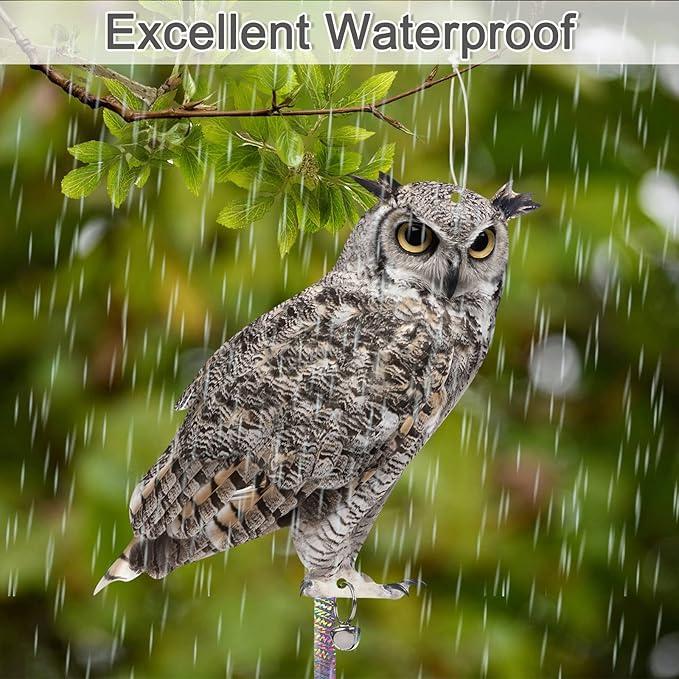Owl to Scare Animals, 3 Pack Hanging Effective Owl Control Device to Keep Animals Pigeon Woodpecker Away from Outdoor Garden Yard