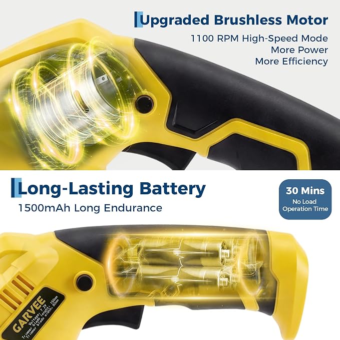 2-in-1 Electric Handheld Hedge Trimmer, Cordless Grass Shear & Shrub Trimme, Lightweight Rechargeable Bush Trimmers, with Type-C Cable, Dual Safety Switch, Brushless Motor, for Yard, Lawn, Garden