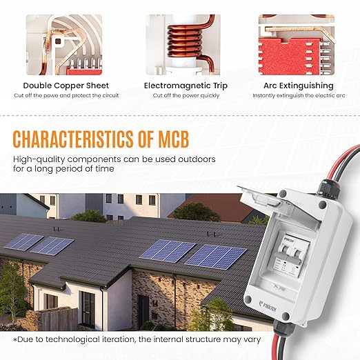 Solar Panel Disconnect Switch 1000V DC/AC 30A PV Disconnect Switch Outdoor Miniature Circuit Breaker IP65 More Space Quick Installation for Solar PV Array Homes Battery (1000V 30 Amp)
