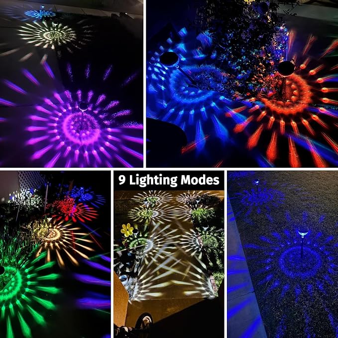JNOEC 12Pack Solar Pathway Lights Outdoor, Color Changing+8 Fixed Color (Warm White, Cool White, Colored) Solar Lights Outdoor, Bright Solar Powered Garden Light