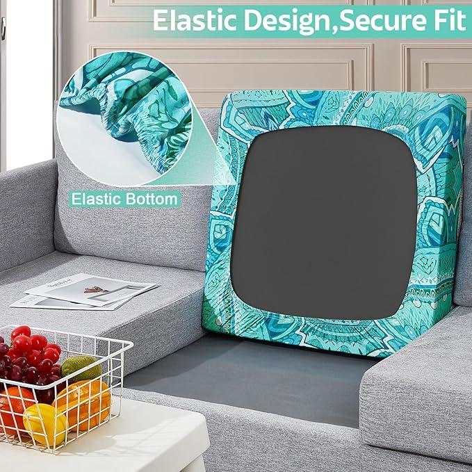 pickyNproud 8Pcs Patio Cushion Covers Stretch Outdoor Couch Cushions Slipcovers Replacement Washable Furniture Protector with Elastic Bottom Sofa Chair Seat Cover, Teal