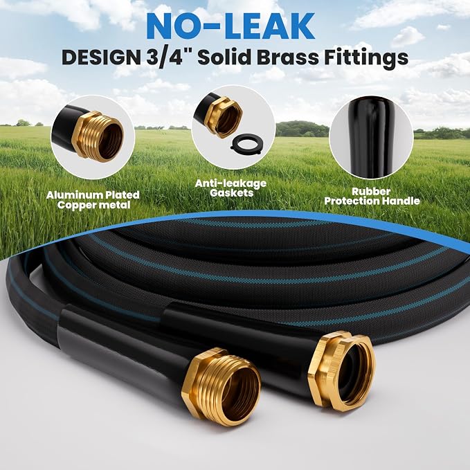100FT Non-Expanding Garden Hose, Ultra Lightweight Water Hose, Kink-Free, Burst-Resistant, Durable & Flexible Hose, All-Weather Outdoor Hose for Lawn & Garden, Car Washing