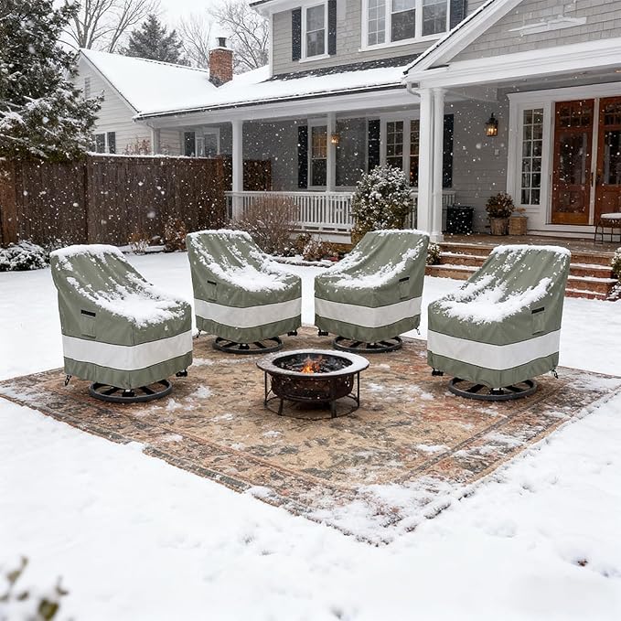 Patio Chair Covers Waterproof Patio Furniture Covers,30W x 34D x 38 H Inches Outdoor Swivel Chair Cover 4 Pack -Grayish Green