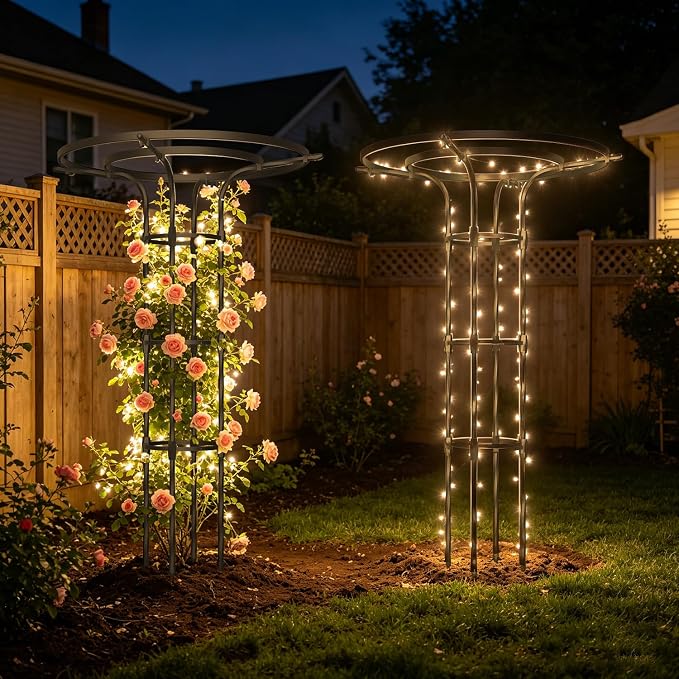 57.1 Inch Garden Trellis for Climbing Plants Outdoor,Umbrella Trellis for Potted Plants,Height Adjustable,Mushroom Top Trellises for Vines,Rose,Clematis,Pea,Bean,Tomato