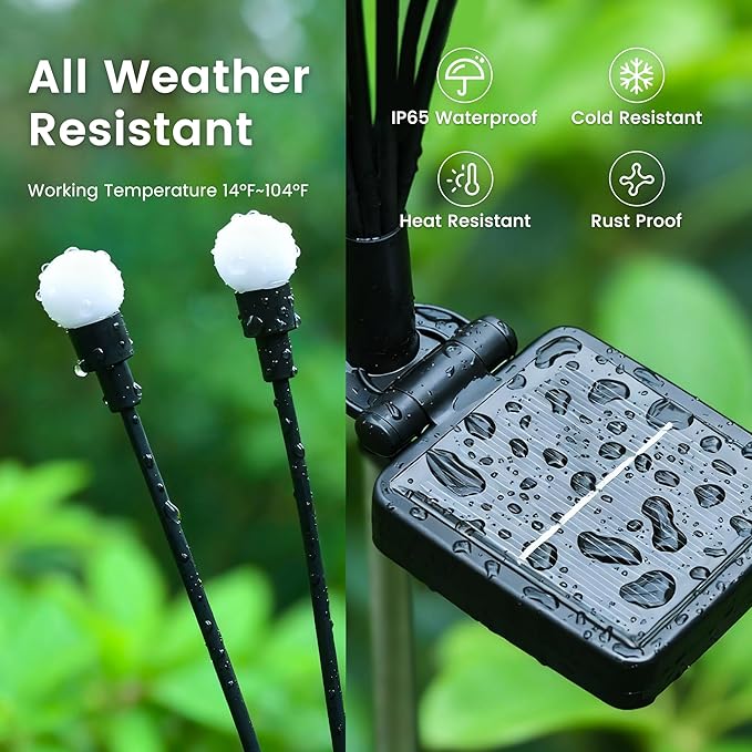 Solar Garden Lights, LED Swaying Solar Lights Outdoor Waterproof, Warm White Firefly Outdoor Decorative Lights, Garden Decor, Yard, Patio, Pathway Decoration Gardening Gifts (8 Pack)