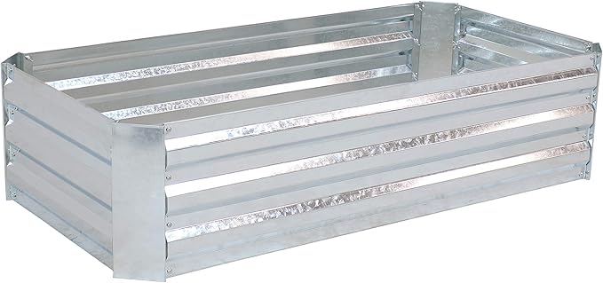 Sunnydaze Galvanized Raised Garden Bed Kit - 4x2x1 ft Outdoor Raised Garden Bed - Metal Planter Box for Vegetables, Flowers, Herbs - Silver - 4' x 2' Rectangle