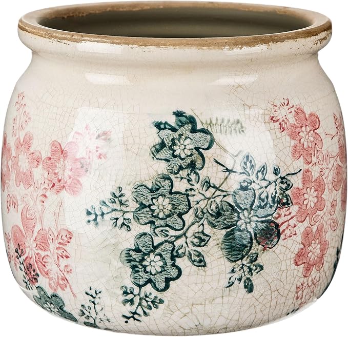 Vintage Planter Large Ceramic Plants Pot Green Pink Rose Ice Cottage Scroll Vase Flower Vase Pot Indoor Plants Home Decor Farmhouse Antique Decorative Gifts