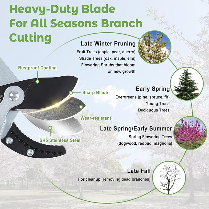 Extendable Loopers for Tree Trimming, 24-42'' Heavy Duty Thick Branches Cutter Lopping Shears with SK5 Steel Blade, Pruning Shears with 1.8” Cut Capacity, Loppers with Compound Action for Gardening