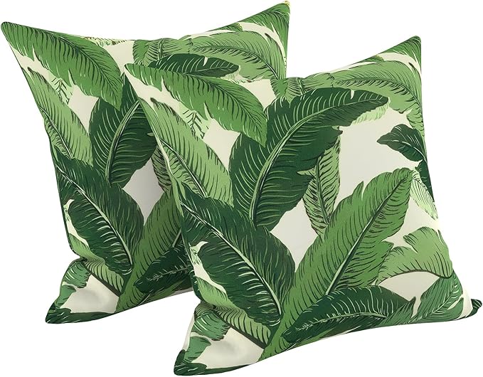 LVTXIII Outdoor Pillow Covers 20x20 Inch, 2 Pack Large Square Throw Pillow Cases, Fade-Resistant Cushion Covers for Patio Furniture Sofa, Garden Porch, Swaying Palms Green