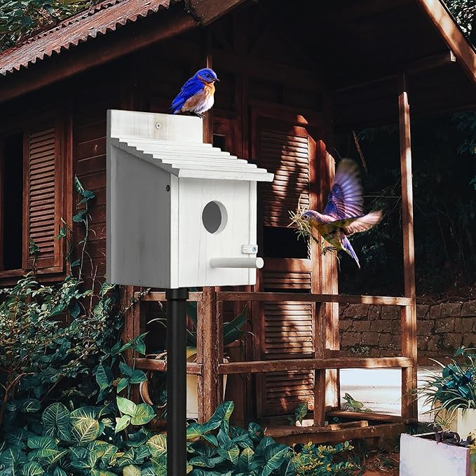 Bird House for Outside,Bluebird House,Outdoor Wooden Hanging Birdhouses Finch Wren Cardinals Garden Nesting Box
