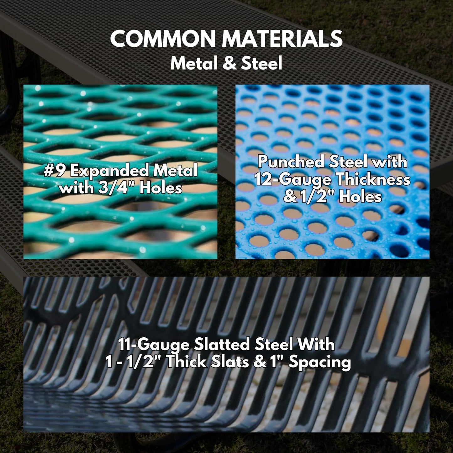 Coated Outdoor Furniture Heavy-Duty Outdoor Bench Thermoplastic Coated, Punched Steel, Commercial-Grade Garden Bench, Made in America (Portable with Back, 4 Ft, Light Blue)