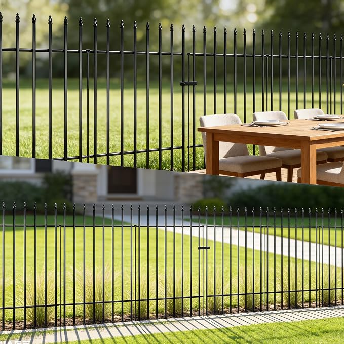 Thealyn Metal Garden Fence 42" H x 30" W, 5 Panels (4 Panels + 1 Gate), Total 12.5 feet, Metal Border Folding Fence, Landscape Fencing Dog Fence Pet Fence for Flower Bed, Yard, Animal Barrier