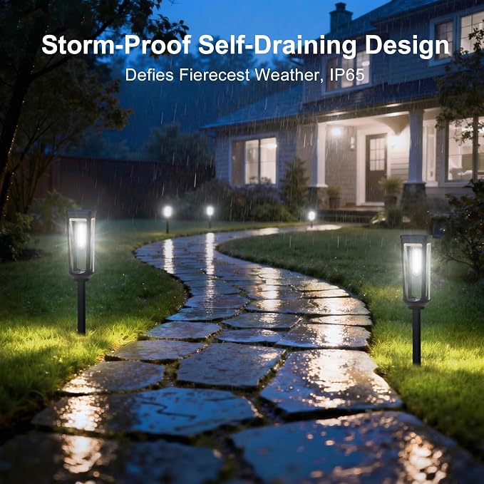 JEJOT Solar Pathway Lights Outdoor Waterproof IP65, 8 Pack Cool White Solar Walkway Lights, Auto On/Off Outdoor Light for Lawn Garden Patio Driveway Decor Landscape Lighting