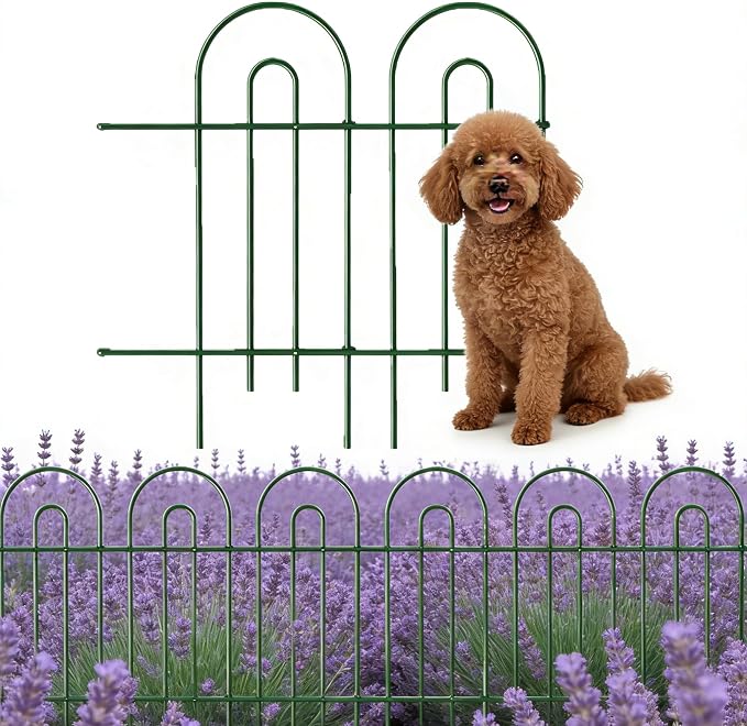 32in(H)×50ft(L) Green Decorative Garden Border Fence No Dig Metal Fence Panel Garden Edging Border Fence for Animal Barrier Fencing Flower Bed Yard Patio