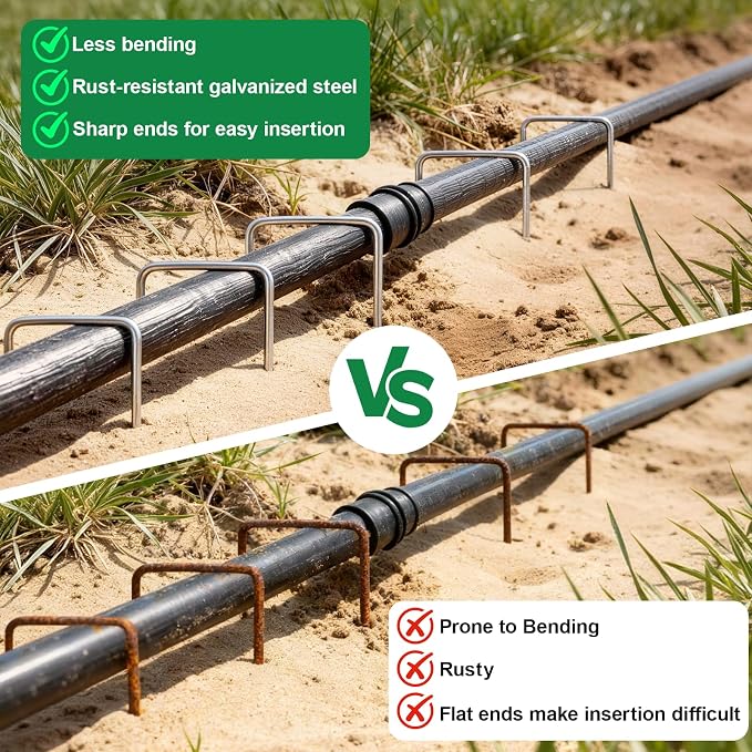 Weed Barrier Landscape Fabric 4FT x 100FT Bundle with 50 Pack Landscape Staples Galvanized