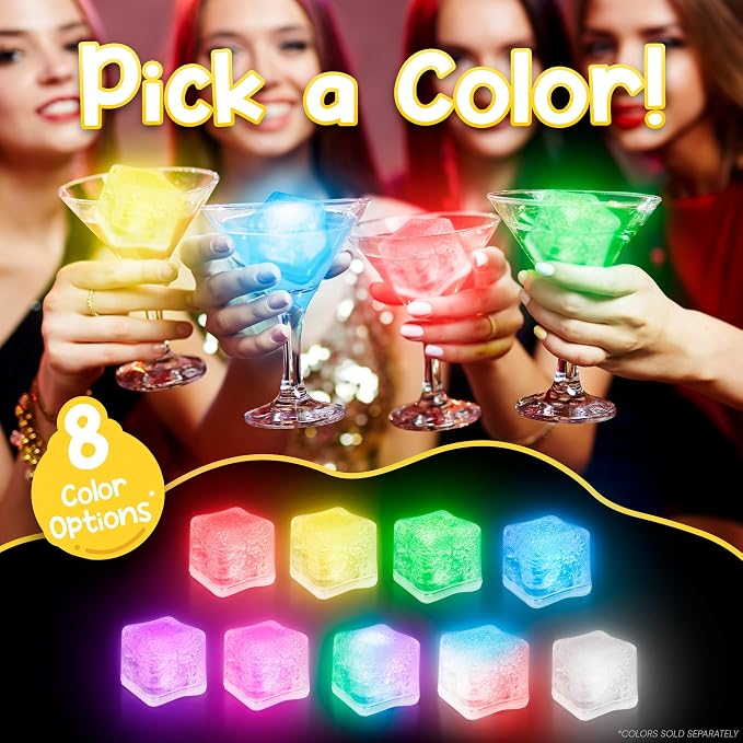 Windy City Novelties 12 pack LED Ice Cubes with Changing Lights (Yellow)