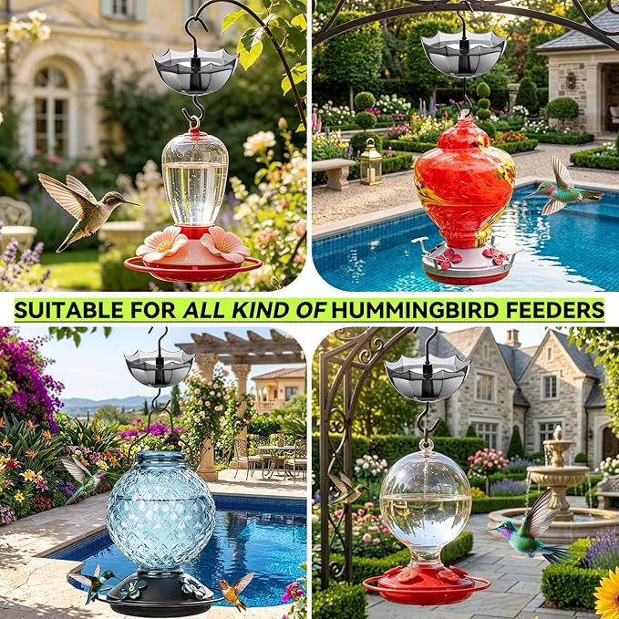 Ant Moat for Hummingbird Feeder, 5 OZ, 4 Pack, Black Umbrella Ant Guard with Large Capacity
