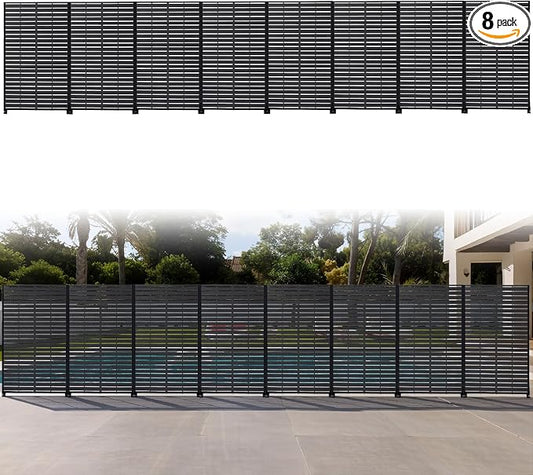 Privacy Screen Outdoor 60" Hx35 W Freestanding Privacy Panel with Stand, HDPE Decorative Privacy Fence with Sandblasting Louver Pattern, Patio Divider Screen, Privacy Screens for Outside