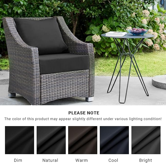 IPYNBAP Outdoor Cushions for Patio Furniture,Outdoor Seat Cushion Set 24 x 24 x 4 Inch,Waterproof & Fade Resistant Outdoor Chair Cushions,Deep Patio Chair Cushion with Removable Cover,Black