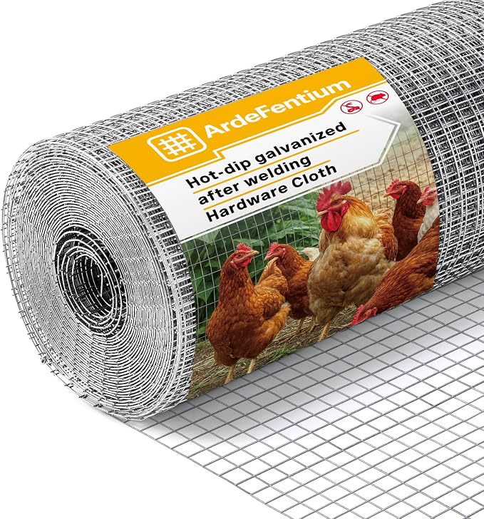 36in x 10ft Hardware Cloth Chicken Wire -1/2 Inch 19 Gauge Hot Dipped Galvanized After Welding Welded Wire Mesh, Rust-Proof Fencing for Gardens, Chicken Coops & Poultry Netting