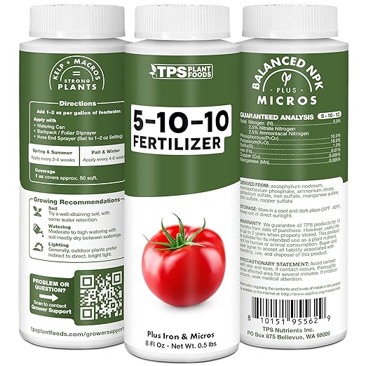 5-10-10 Fertilizer for Plants, Great for Root Vegetables, Tomatoes, and Flowers, Plant Fertilizer by TPS Plant Foods, 32oz (1 Quart)