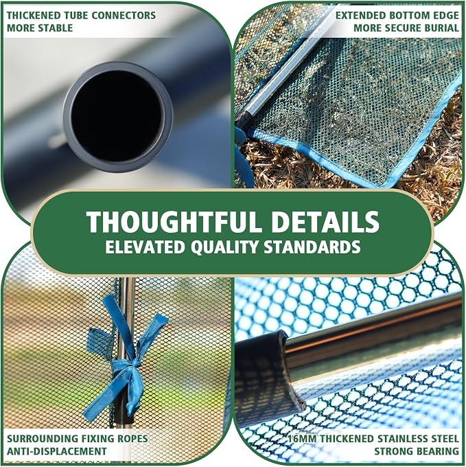 8.2'x4'x6' Crop Cage for Garden, Large Tunnel Plant Netting Cover,4 Roll-Up Zipper Door Garden Cage,Bug Netting Cover for Vegetables &Fruits,Durable Raised Garden Ded Covers Garden Netting