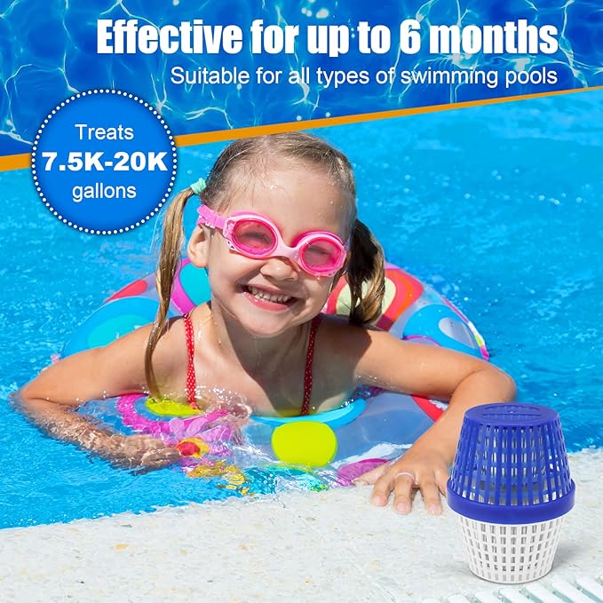 Pool Cartridge for 7.5K-20K gallons,Up to 6 Months,Simplifies Pool Maintenance,Compatible with All Types of Pools,Blue/White