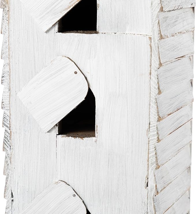 Glitzhome Bird Houses for Outside,Hand Painted Hanging Bird House for Outdoors, 24.25" H Oversized 3-Tiered Villa Decorative Wooden Bird Houses Large Birdhouse for Garden, Washed White