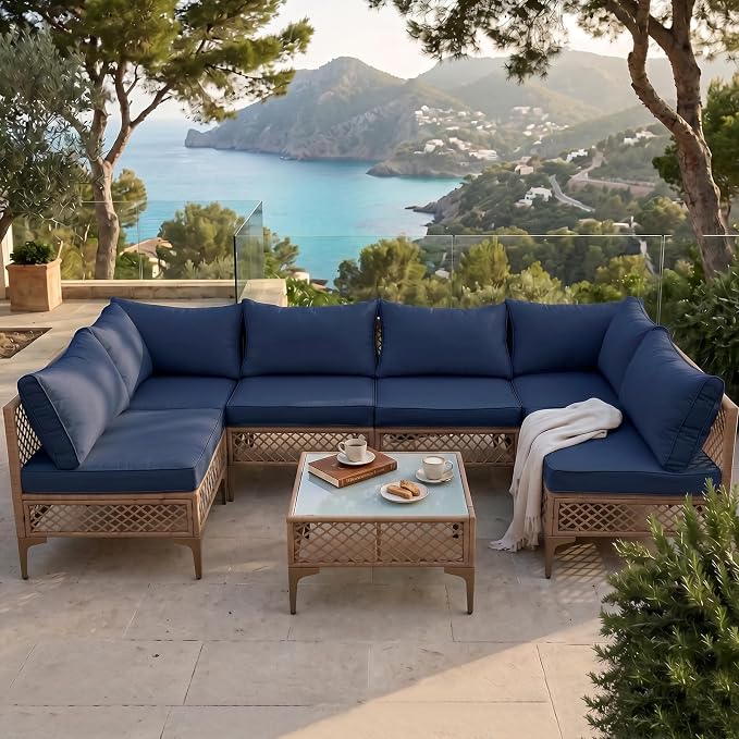 14 Piece Outdoor Cushion Covers Replacement, Waterproof Patio Couch Cushion Covers, Outdoor Furniture Sofa Covers with Zippers, Cover Only