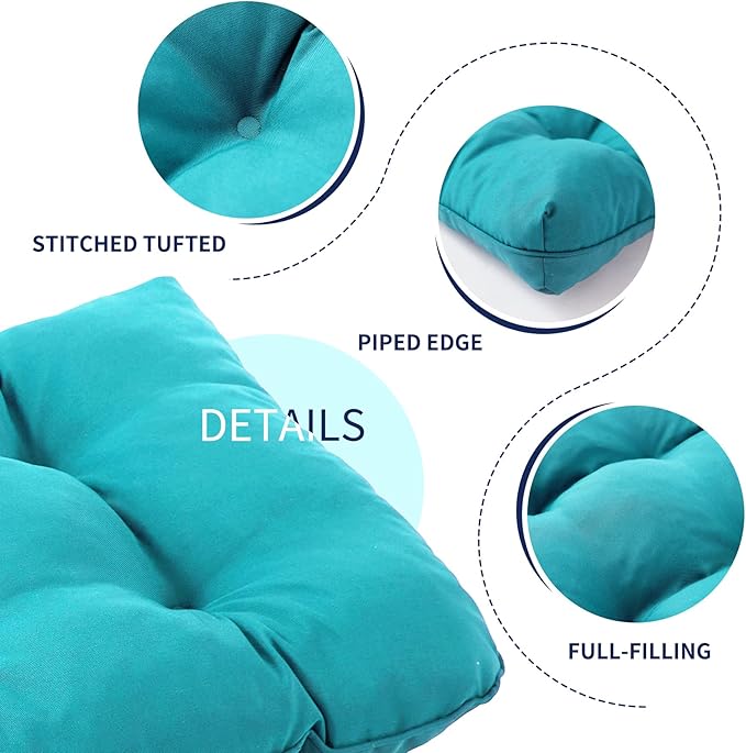 IPYNBAP Outdoor Bench Cushion, 59x18x5 Inch, Waterproof Bench Cushion for Outdoor/Indoor Furniture, Tufted Patio Bench Seat Cushion, Fade Resistant Outdoor Cushions for Porch Swing Couch, Teal Blue