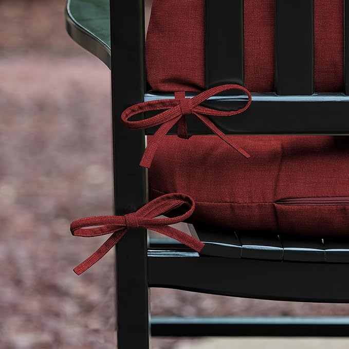 Arden Plush Indoor/Outdoor Rocking Chair Cushion Set, 18 x 20, Water Repellent, Fade Resistant, Tufted Cushion for Rocking Chairs Ruby Red Leala