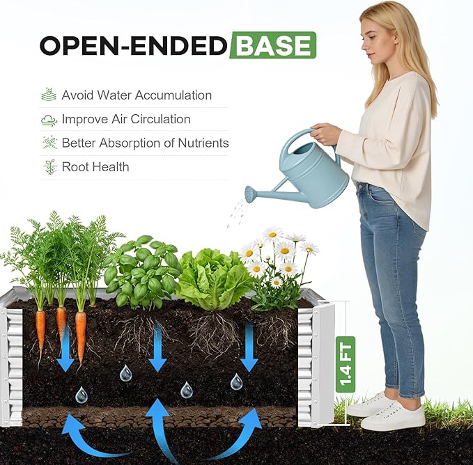 Galvanized Raised Garden Bed Kits, 2 Pack Metal Planter Box Outdoor, 4x2x1.4ft Rectangular Steel Planter Bed for Vegetables, Fruits, Flowers, Herbs(Silver)