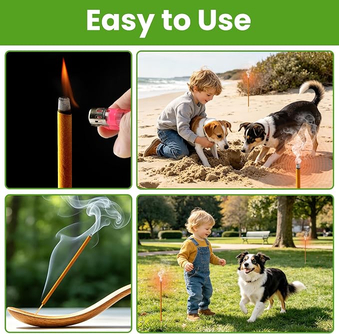 48 Pack Mosquito Incense Sticks for Outdoor Patio Backyard Indoors Camping Travel Yoga, DEET Free Mosquito Repellent Sticks Safe for Kids Pets, Long-Lasting 2-Hour Burn Time, Orange