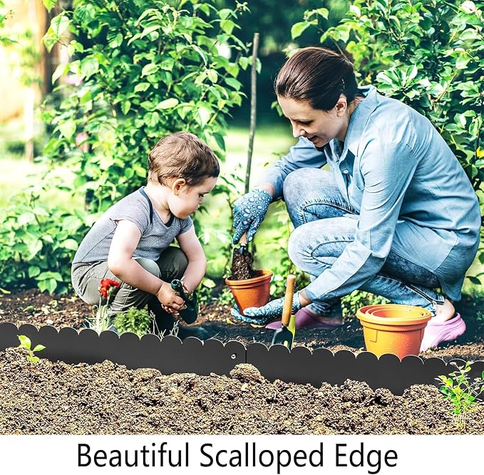 Steel Landscape Edging 20FT Kit – Metal Garden Edging with Scalloped Design, 8 Inch Galvanized Lawn Edging for Flower Bed Borders & Garden Border Edging