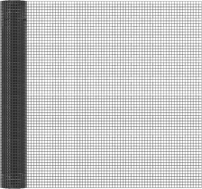 Black Hardware Cloth 1/2in Mesh 36in x 100ft, Chicken Wire Fencing PVC Coated 19 Gauge, Welded Chicken Wire for Rodent Proofing, Tree Guard, Garden Fence, Poultry Netting
