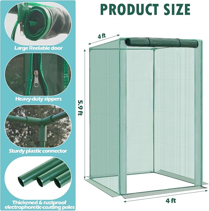 4'x4'x6' Crop Cage Plant Protection Netting Tent | Easy Installment Mesh Tent with Zippers for Vegetables Fruits and Plant | Suitable for Garden Yard and Lawn
